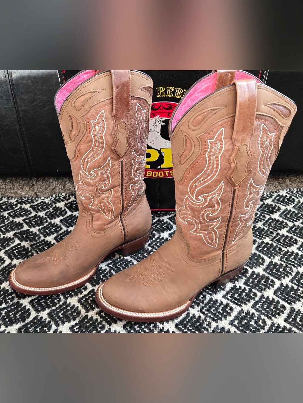 Potro Rebelde PR Brown Western Cowboy Cowgirl Boots - Picture 7 of 9